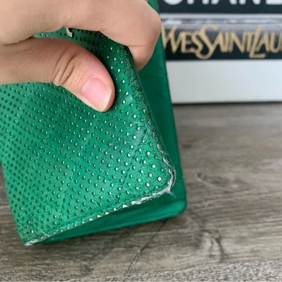 Chanel Green Perforated Quilted Wallet - Picture 7 of 12